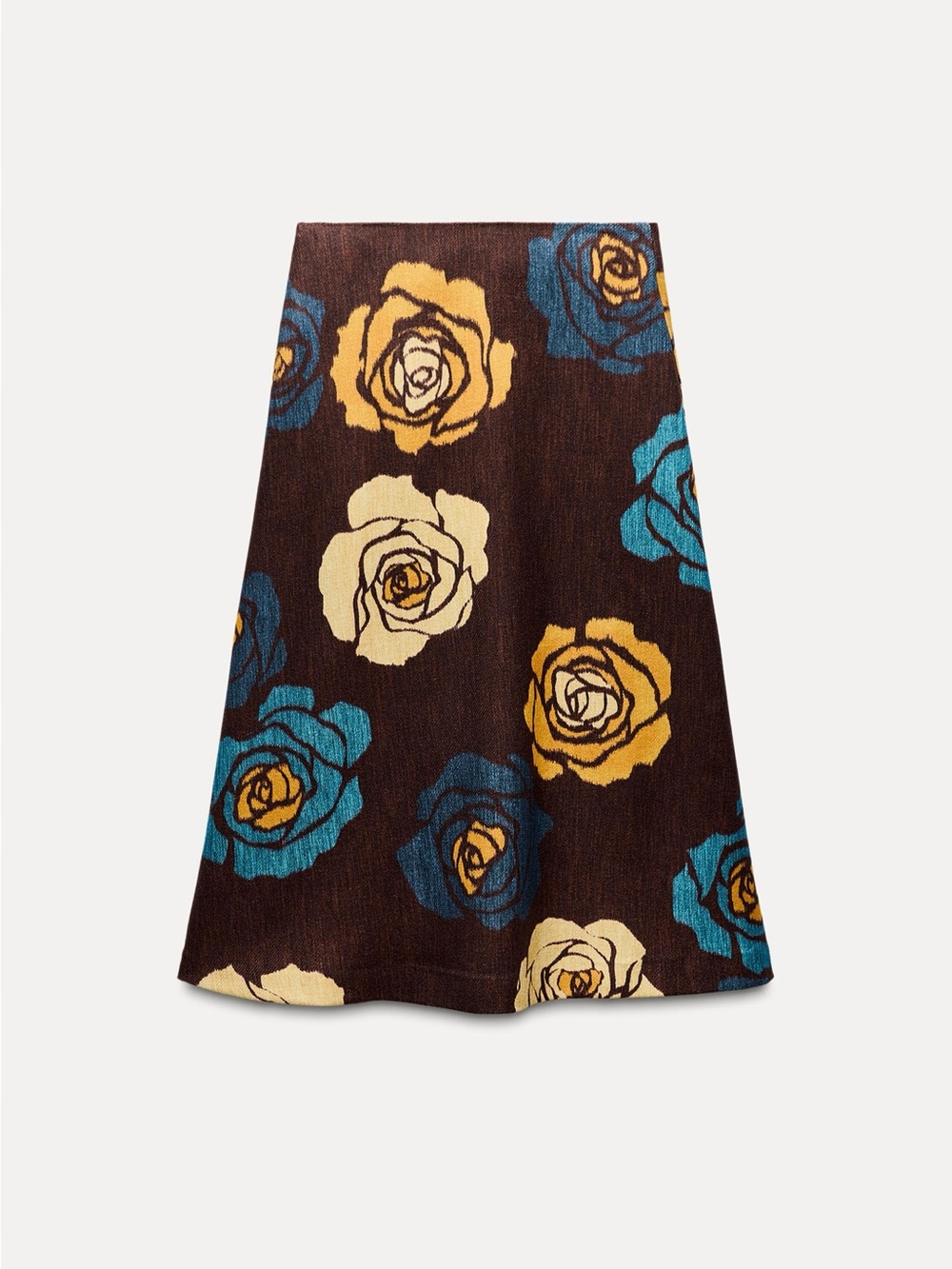 ZARA 100% Wool Floral Print Skirt - Picture 4 of 11
